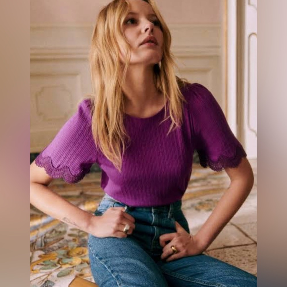 Sezane Cléa T-Shirt - Purple - Size M
